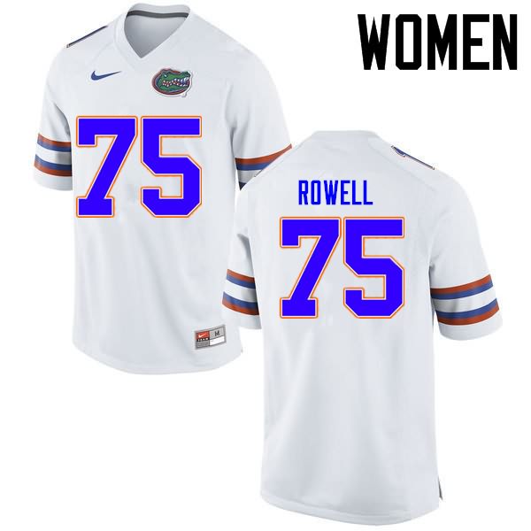 NCAA Florida Gators Tanner Rowell Women's #75 Nike White Stitched Authentic College Football Jersey PPZ2364PY